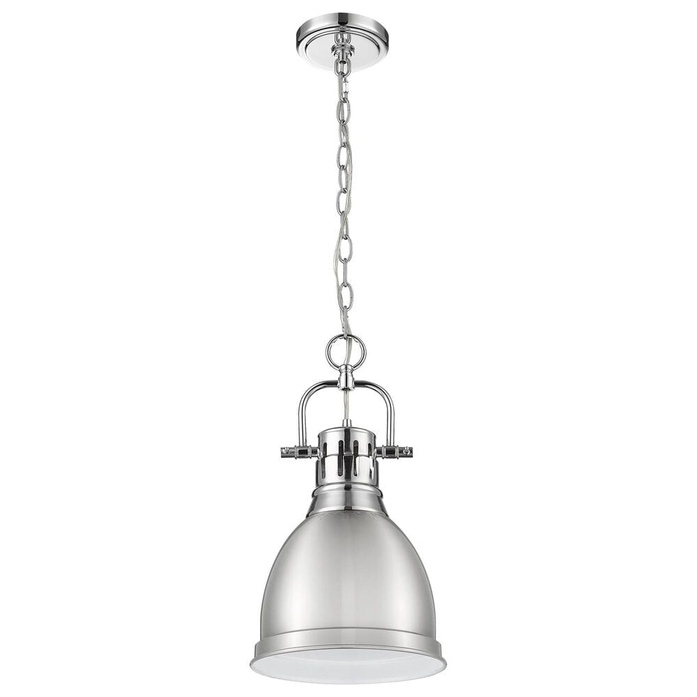 Golden Lighting Duncan 1-Light Small Pendant with Chain and Pewter Shade in Chrome, , large