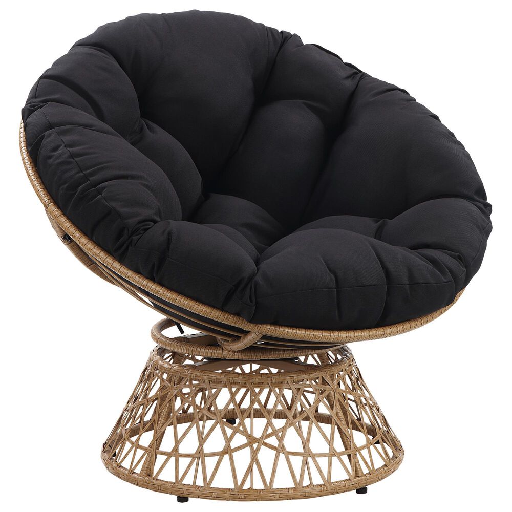 Valor Living Papasan Swivel Chair in Black, , large