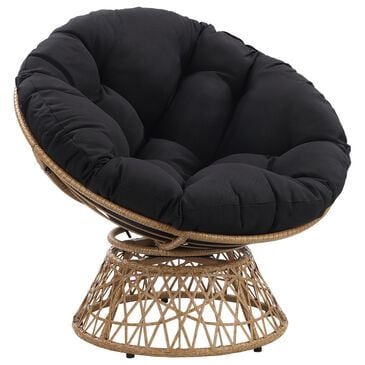 Valor Living Papasan Swivel Chair in Black, , large
