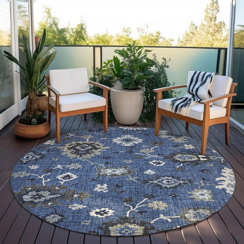 Dalyn Rug Company Portico PO6 Blue 8&#39; Round Area Rug, , large