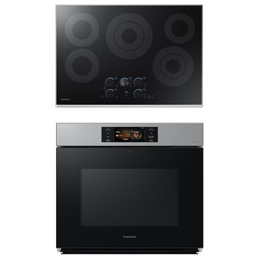 Samsung 2-Piece Kitchen Package with Bespoke 30" Single Wall Oven and 30" Electric Cooktop in Stainless Steel, , large