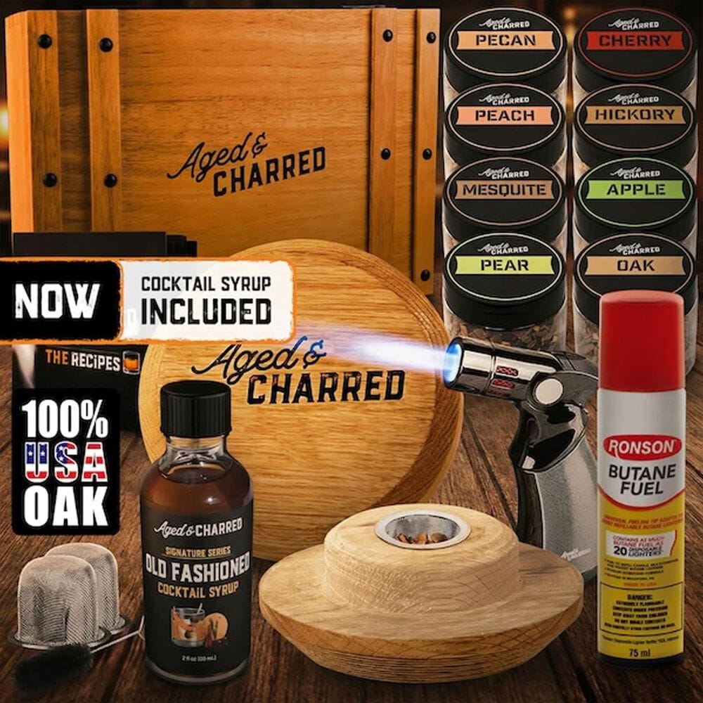 Aged &amp; Charred Premium Cocktail Smoker Kit with Wood Box in Multicolor, , large