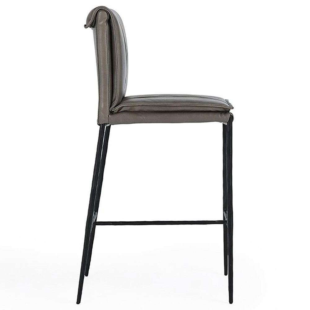 Classic Home Mayer Counter Stool with Pewter Gray Leather in Black, , large