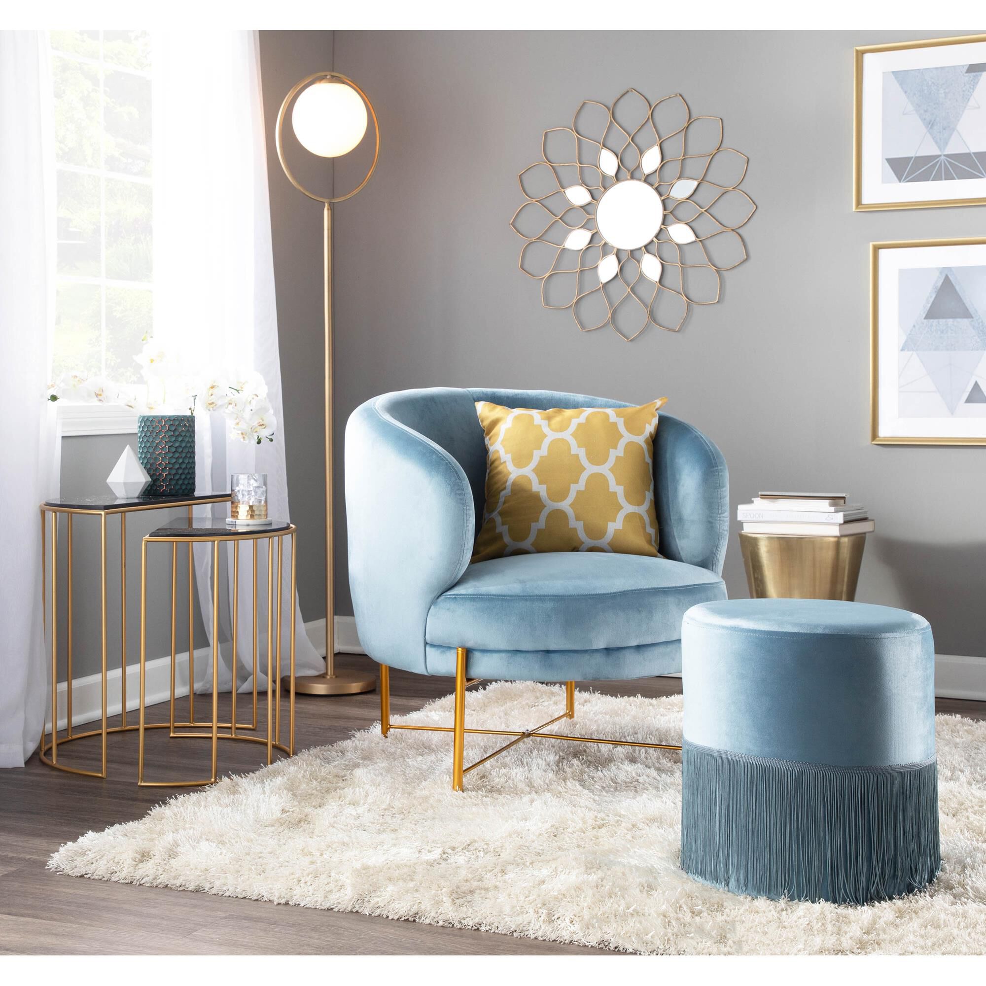 Powder blue shop ottoman