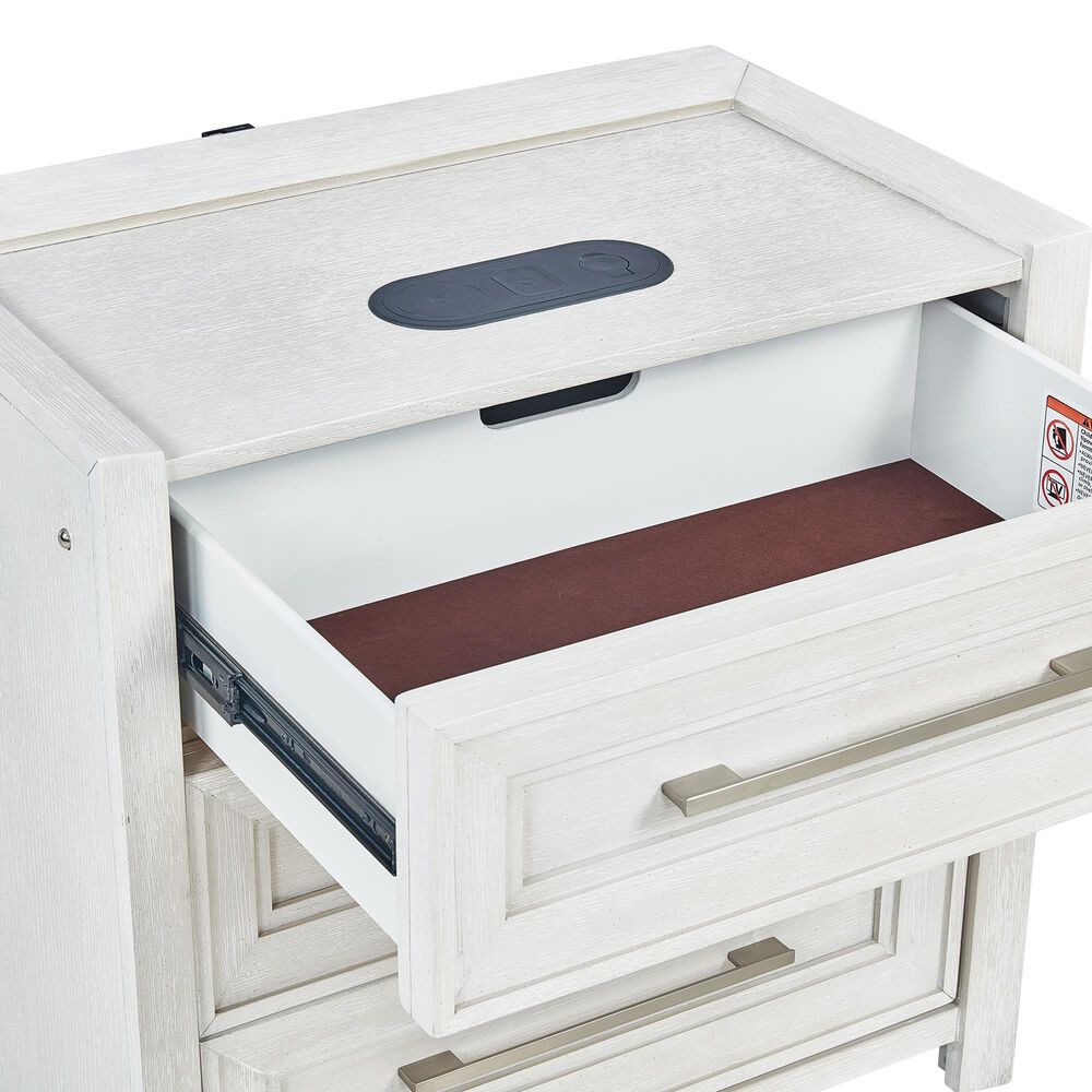 Sasha Lee 3-Drawer Tech Nightstand with LED Lighting in Brushed White, , large