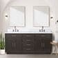 Lexora Home Abbey 72" Double Bathroom Vanity in Brown Oak with 2 cm White Carrara Marble Top and Rectangular Sinks, , large