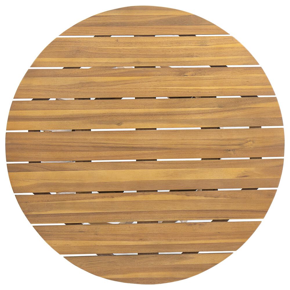 Hearth and Haven 3-Piece Outdoor Bistro Set with Round Table in Teak, , large