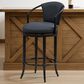 Armen Living Otis Bar Height Stool with Night Life Blue Upholstery in Dark Brown, , large