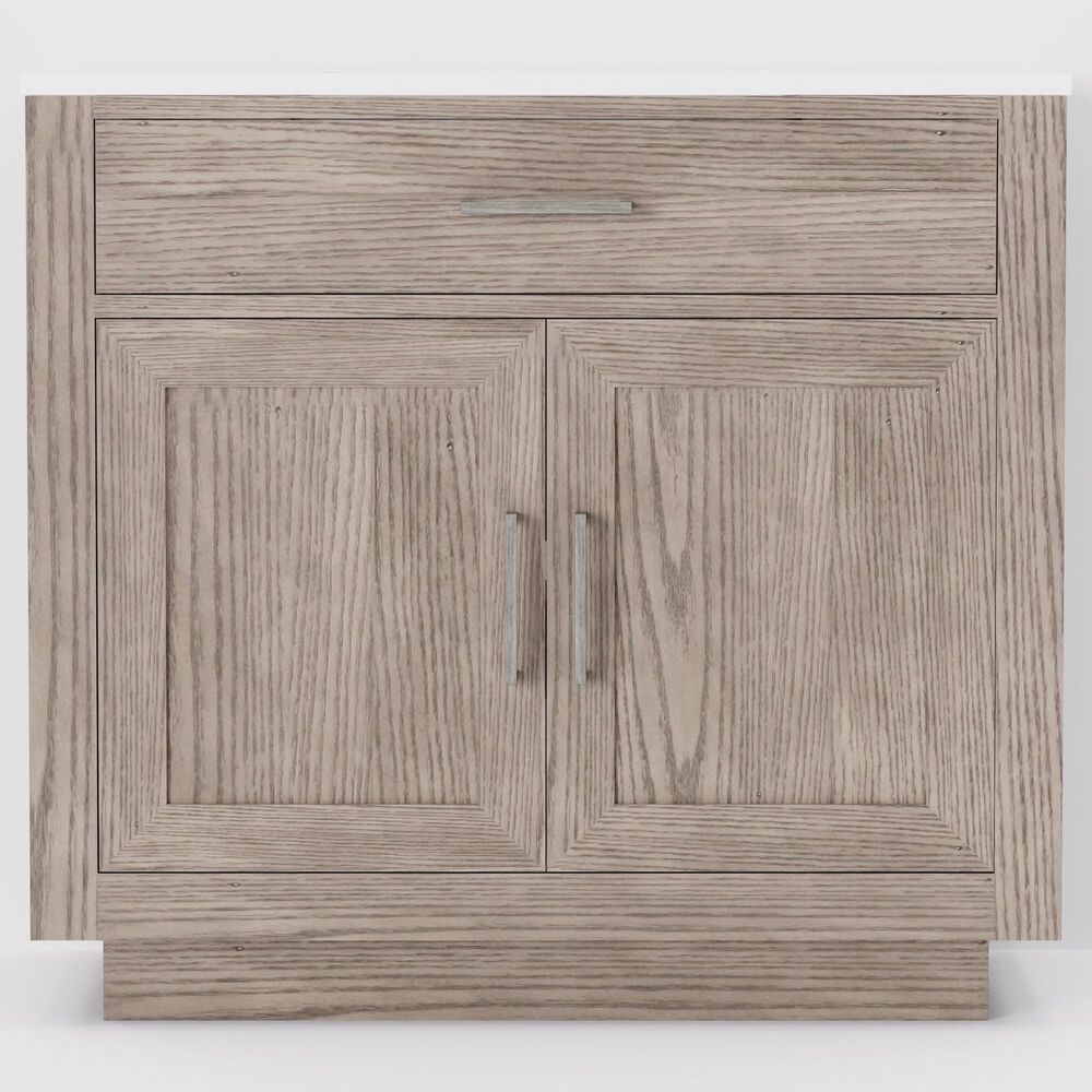 Lexora Home Abbey 36&quot; Single Bathroom Vanity in Grey Oak with 2 cm White Quartz Top and Rectangular Sink, , large