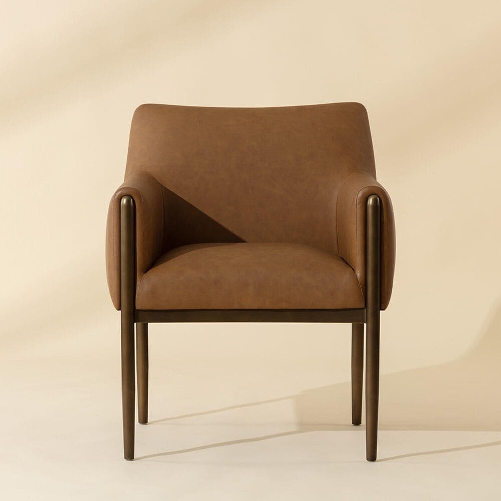 Club Collection By Sunpan Olea Arm Chair with Milliken Cognac Cushion in Bronze, , large
