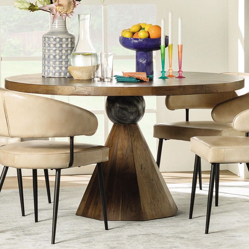 Home Trends &amp; Design Eiffel 54&quot; Round Dining Table in Teak - Table Only, , large