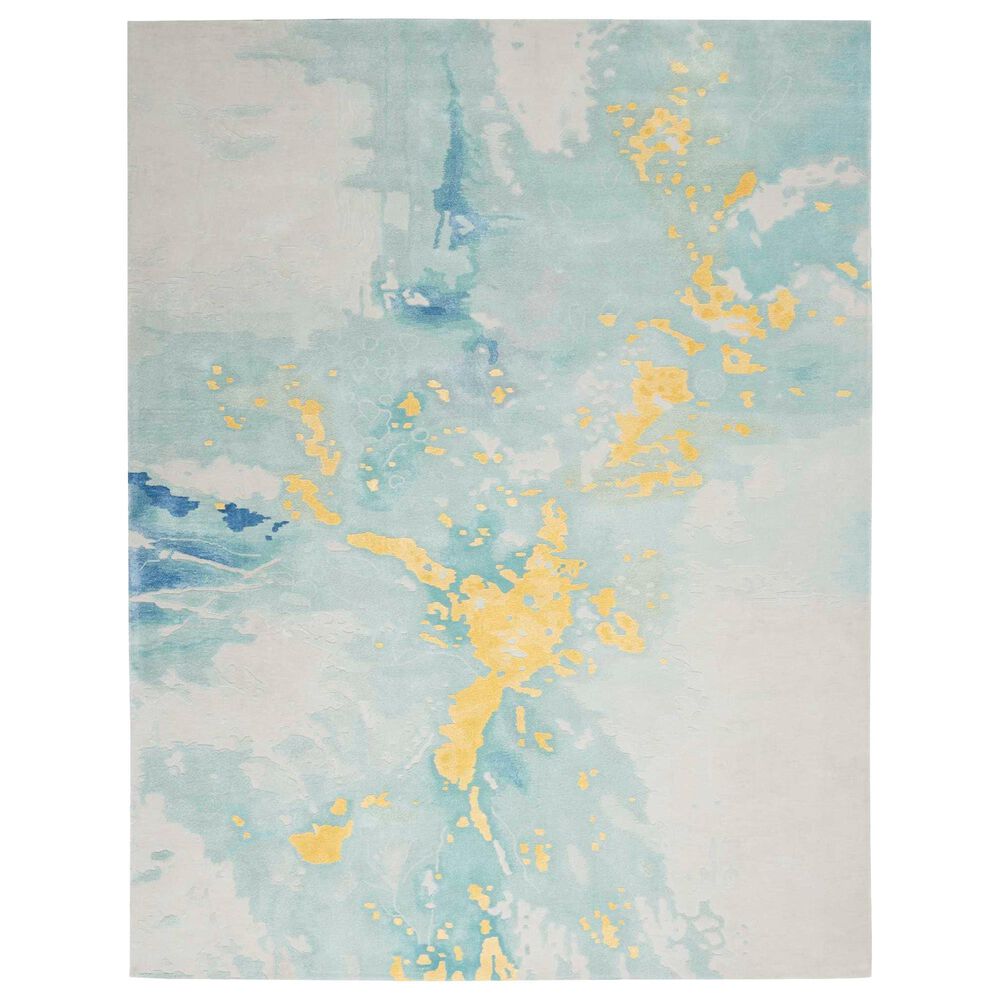 Nourison Prismatic 7"9" x 9"9" Seafoam Gold Area Rug, , large