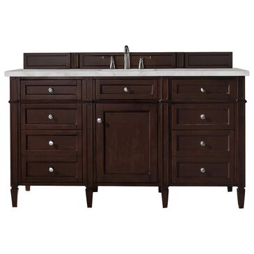 James Martin Vanities Brittany 60" Single Bathroom Vanity in Burnished Mahogany with 3 cm Victorian Silver Quartz Top and Rectangular Sink, , large