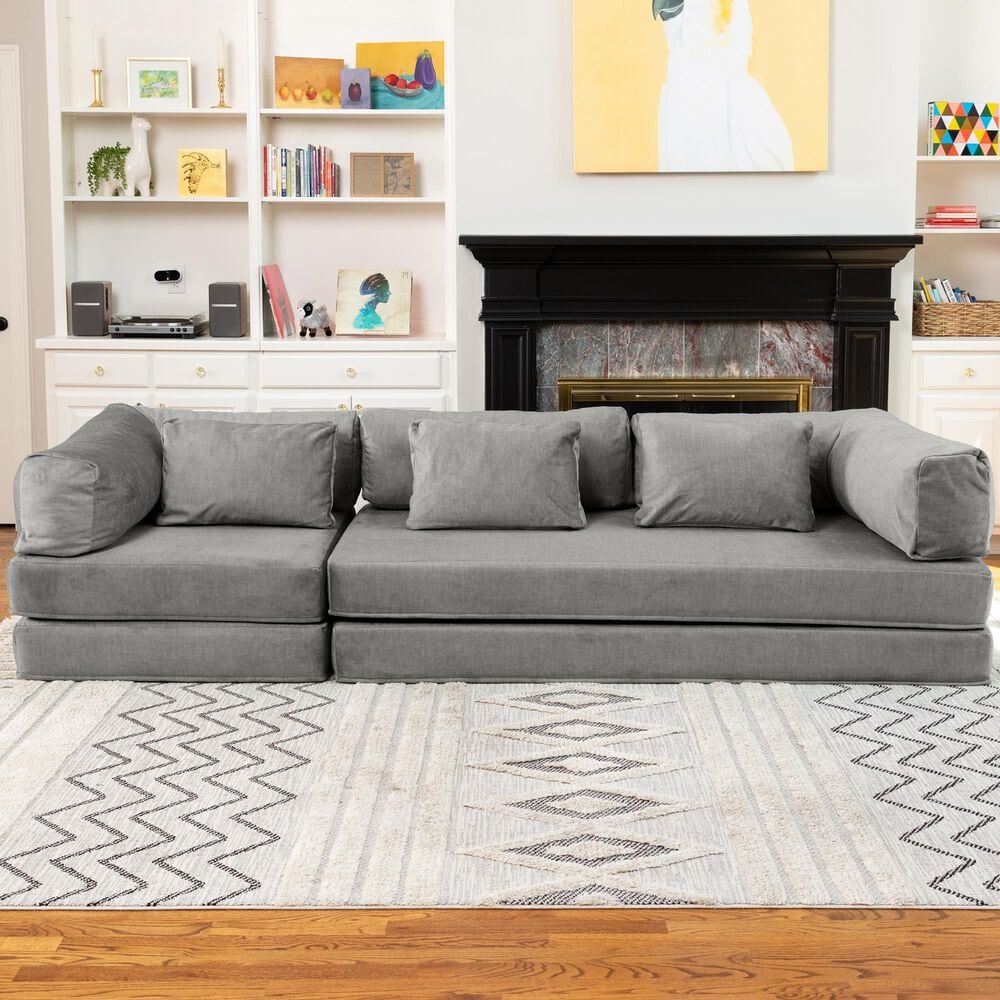 Jaxx Unsofa Stationary Sofa in Elephant Dark Grey Velvet, , large