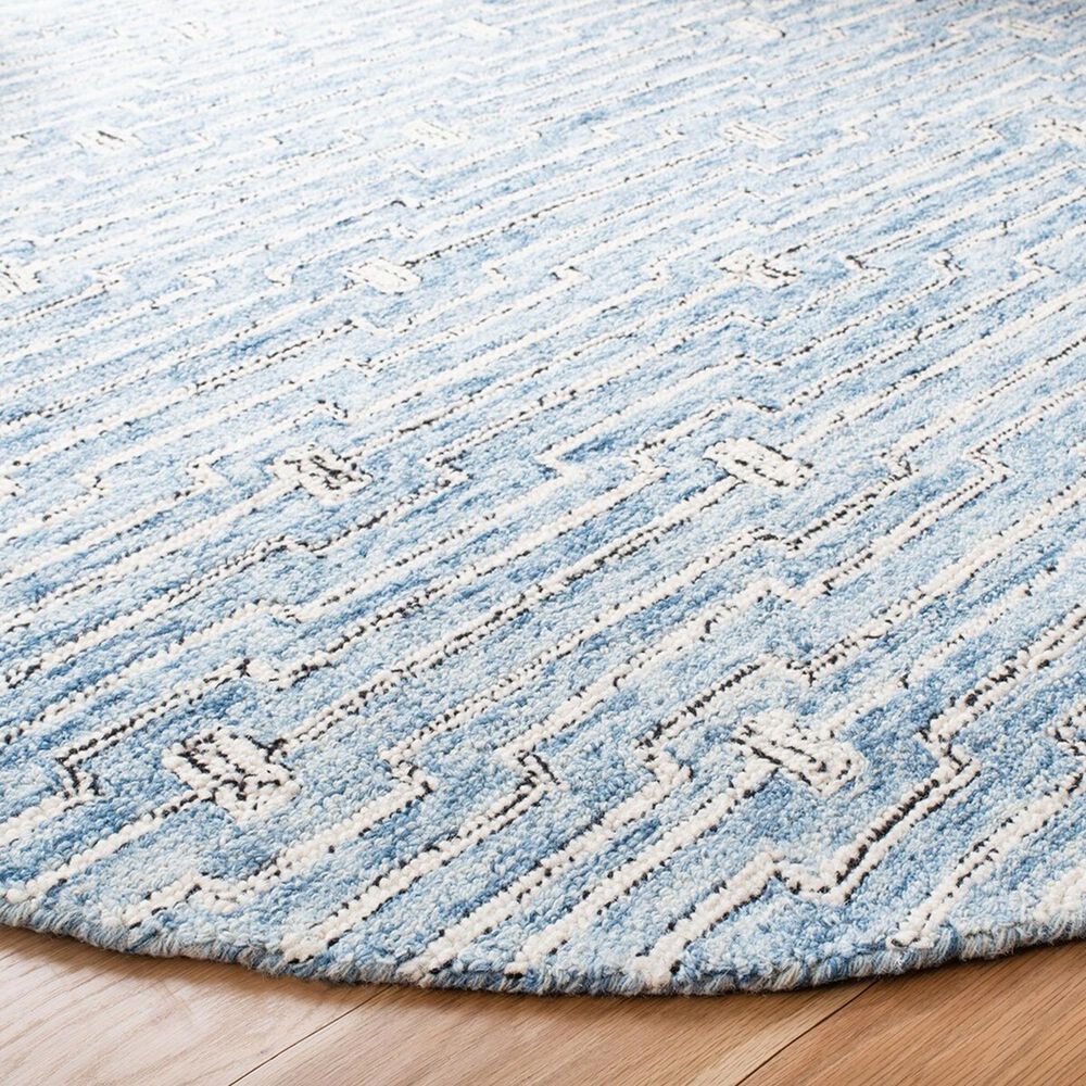 Safavieh Micro-Loop MLP178M 5&#39; Round Light Blue and Ivory Area Rug, , large