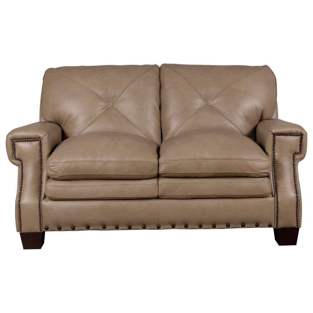 Bordeaux &amp; Co 3-Piece Stationary Leather Living Room Set in Juno Pebble, , large