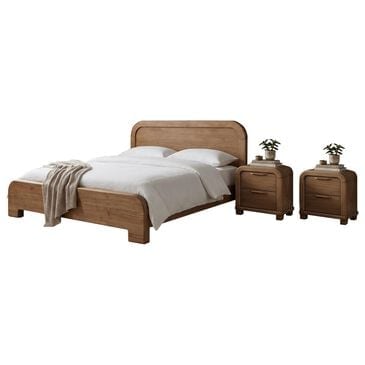 Urban Home Kione Queen Platform Bed with 2 Nightstands in Brown, , large