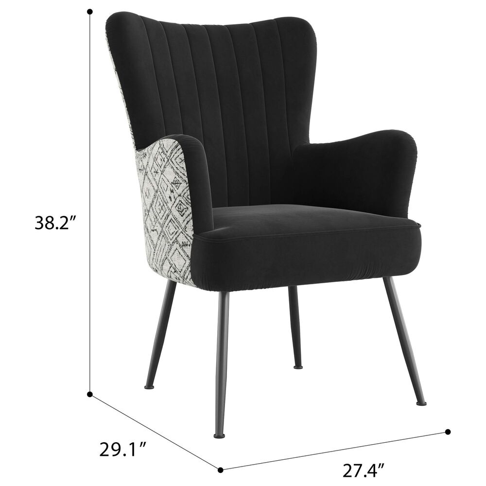 Emerald Home Furnishings Amera Accent Chair in Black and White, , large