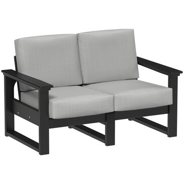 Amish Orchard Lanai Patio Deep Seating Loveseat with Black Poly Frame in Spectrum Dove, , large