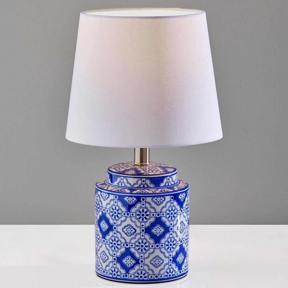 Adesso Polly Table Lamp in White and Blue &#40;Set of 2&#41;, , large