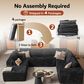 Noviland HOMLUX Modular Floor Sofa with Plush Corduroy, Big Comfy U-Shaped Sectional Couch in Black, , large