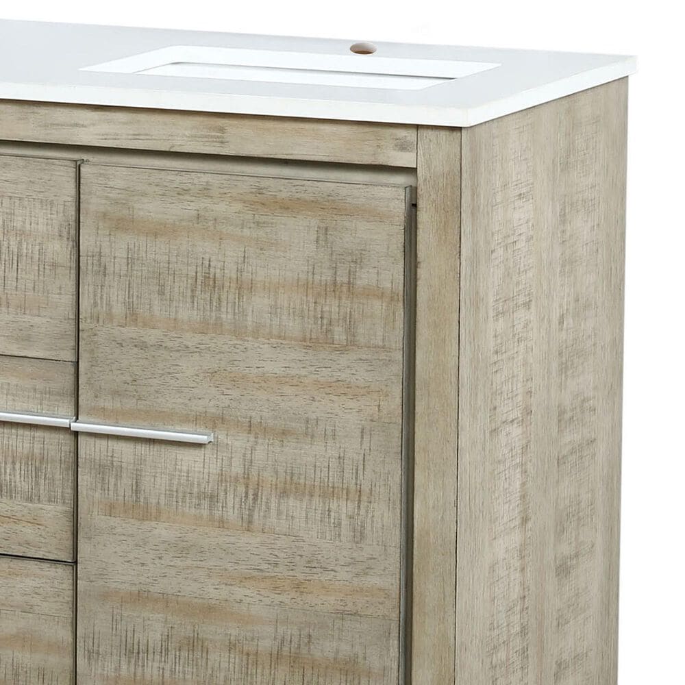 Lexora Home Lafarre 48&quot; Double Bathroom Vanity in Rustic Acacia with 2 cm White Cultured Marble Top and Rectangular Sinks, , large