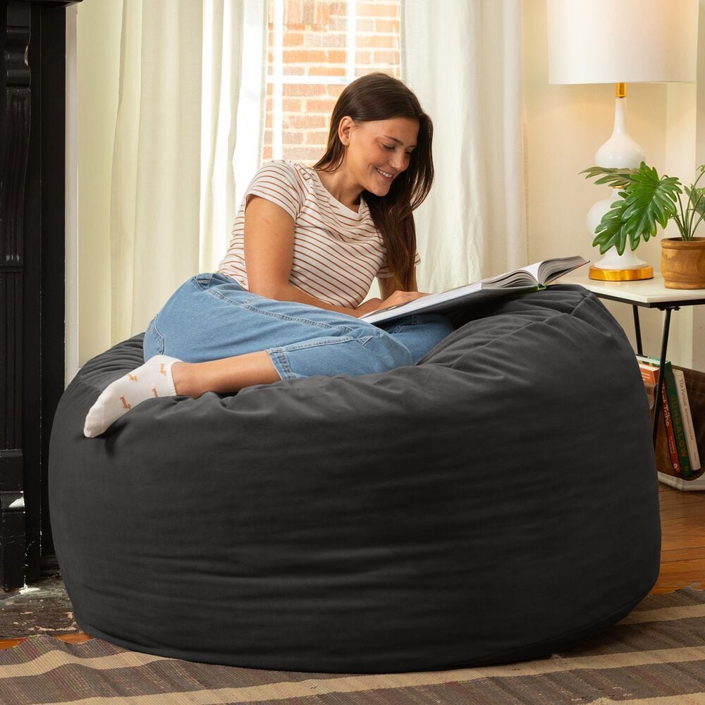 Jaxx Saxx 4&#39; Large Round Bean Bag Chair in Black, , large