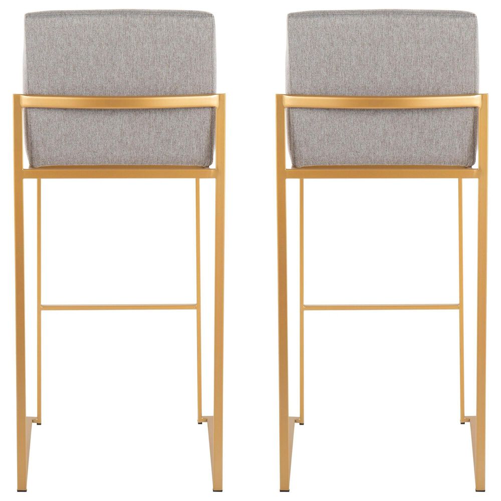 LumiSource Fuji High Back Barstool with Grey Fabric in Gold &#40;Set of 2&#41;, , large