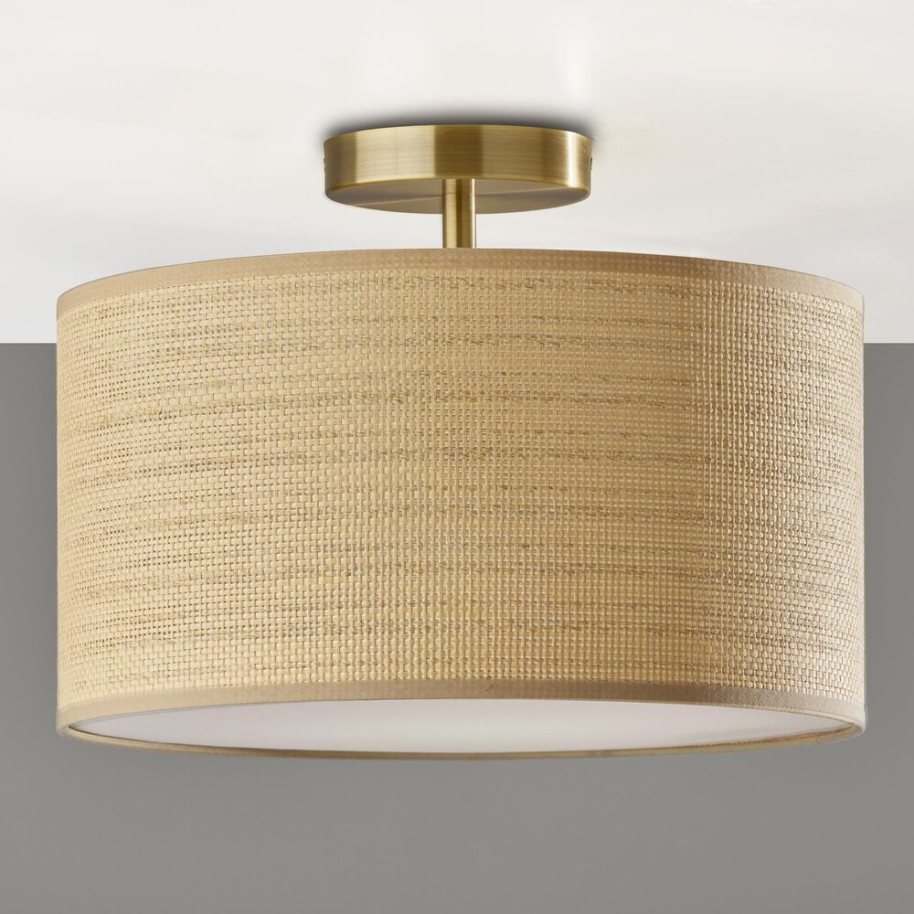 Adesso Harvest 1-Light Flush Mount in Antique Brass, , large