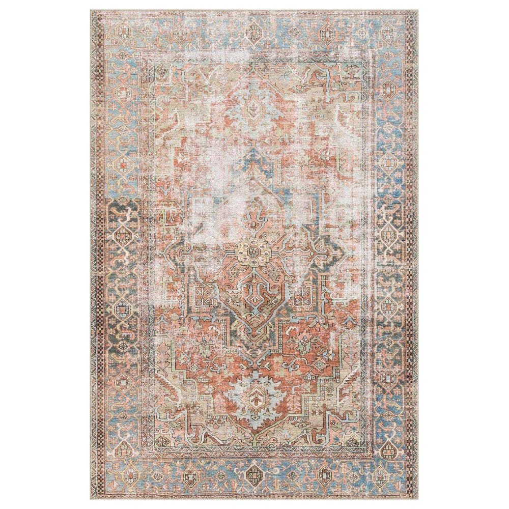 Loloi Loren LQ-15 7"6" x 9"6" Terracotta and Sky Area Rug, , large