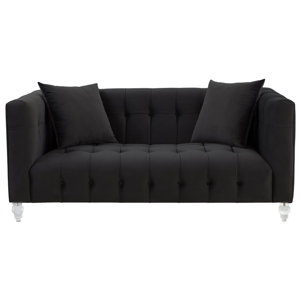 Tov Furniture Bea Stationary Loveseat in Black Velvet, , large