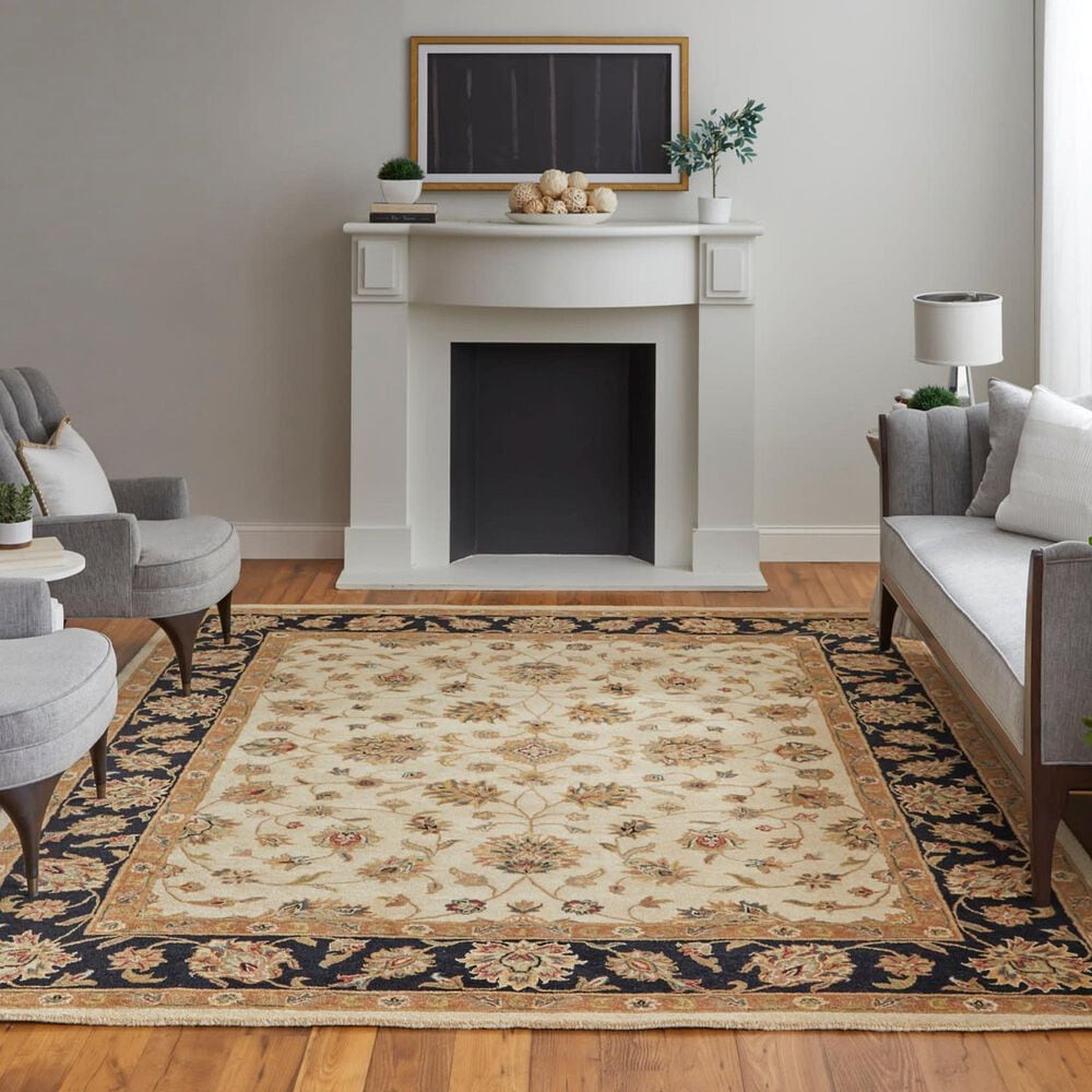 Feizy Wagner 8942F 8&#39; x 10&#39; Beige and Black Area Rug, , large