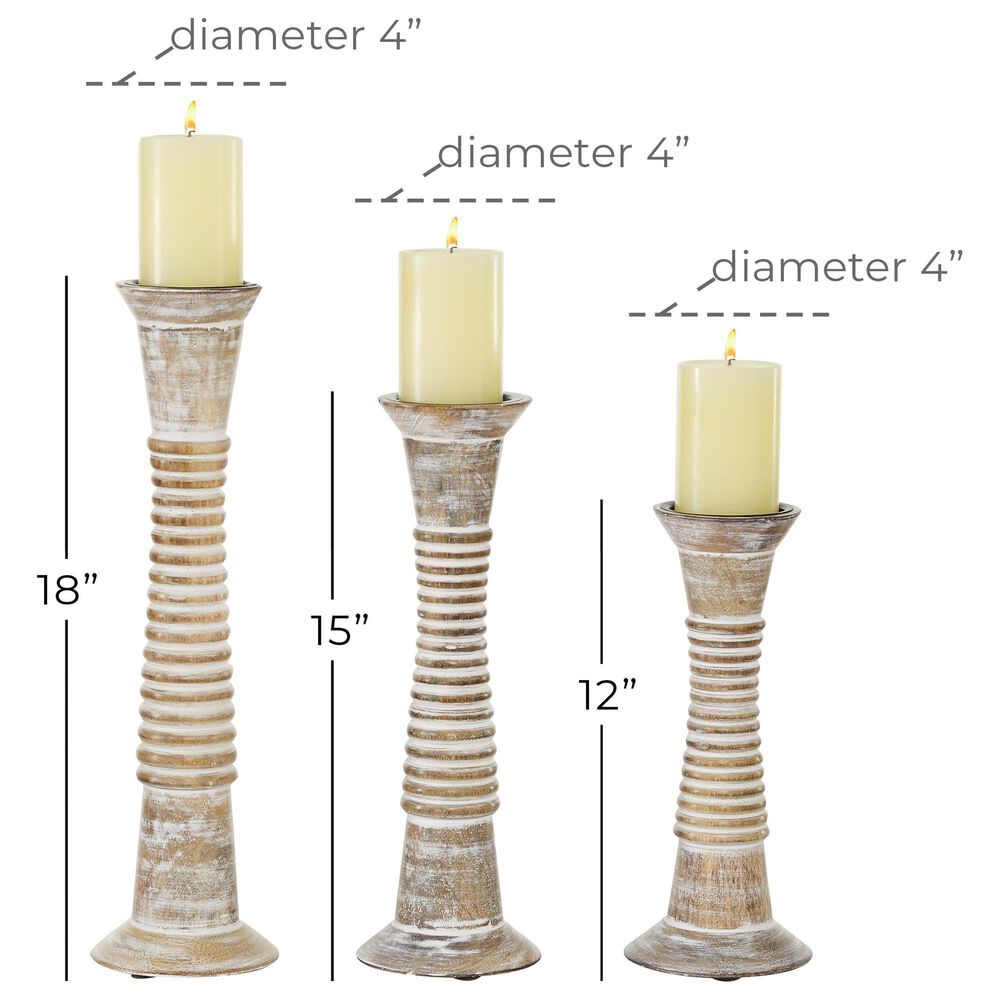 Maple and Jade Candle Holder in White Washed and Natural &#40;Set of 3&#41;, , large