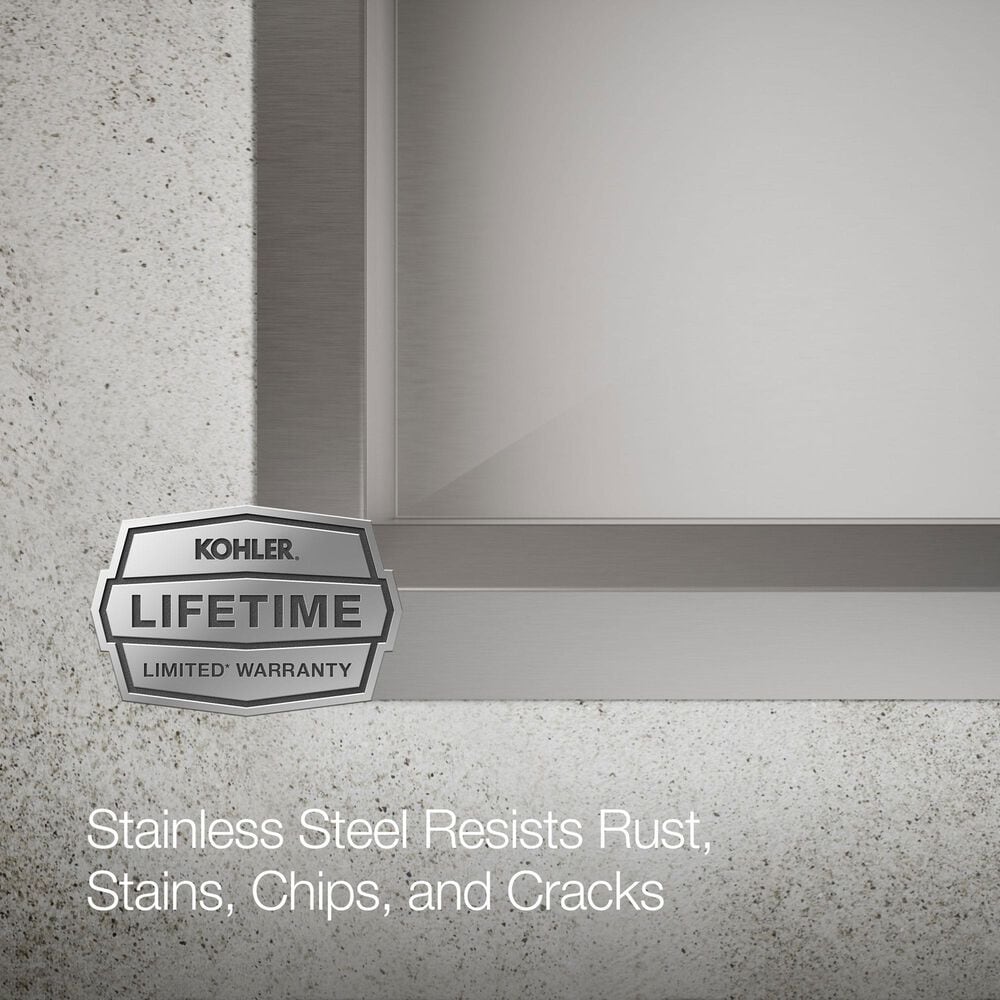 Kohler Task Smart Divide 33" Undermount Double-Bowl Workstation Kitchen Sink in Stainless Steel, , large