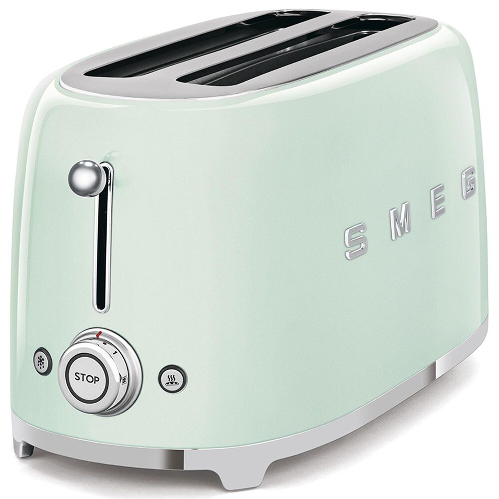 SMEG 4-Slice Retro Style Toaster in Pastel Green and Stainless Steel, , large