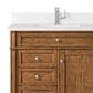 James Martin Vanities Brittany 36" Single Bathroom Vanity in Saddle Brown with Single Hole 3 cm White Zeus Quartz Top and Rectangular Sink, , large