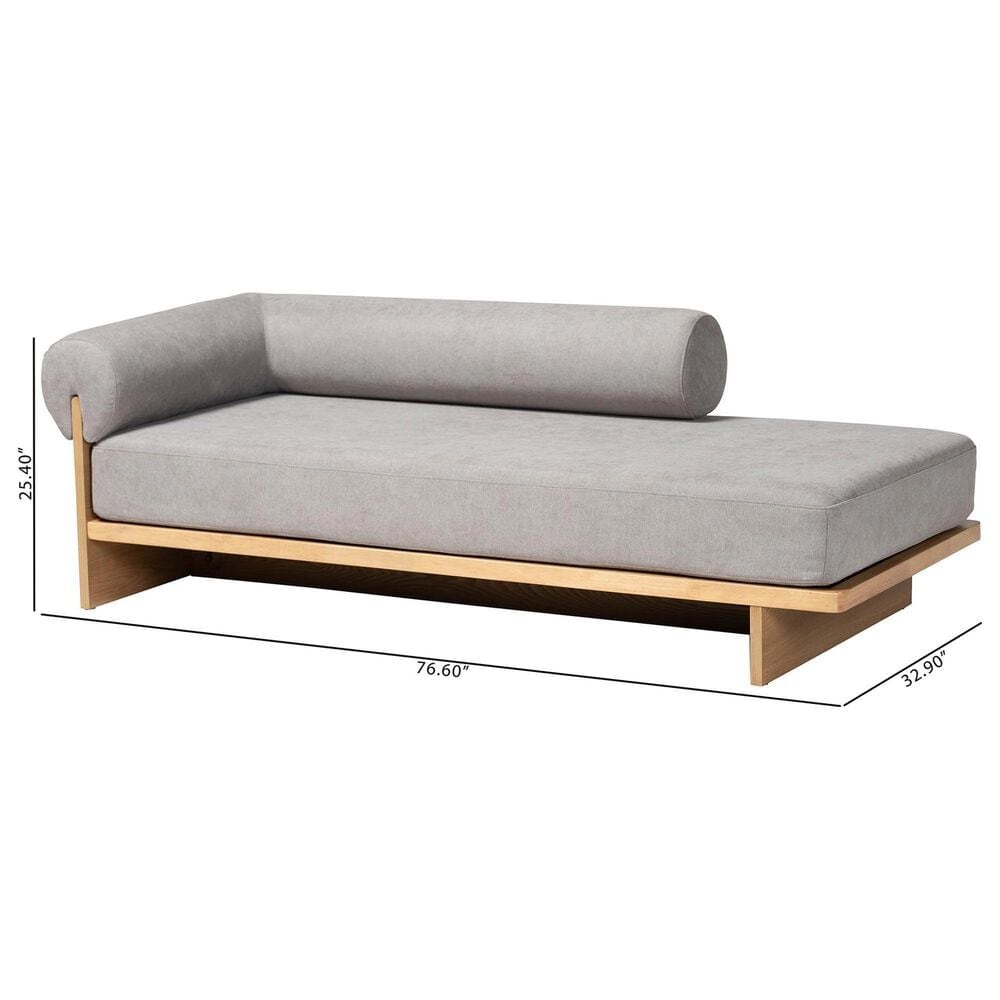 Baxton Studio Bertille Left-Arm Chaise Lounge with Oak Base in Grey, , large