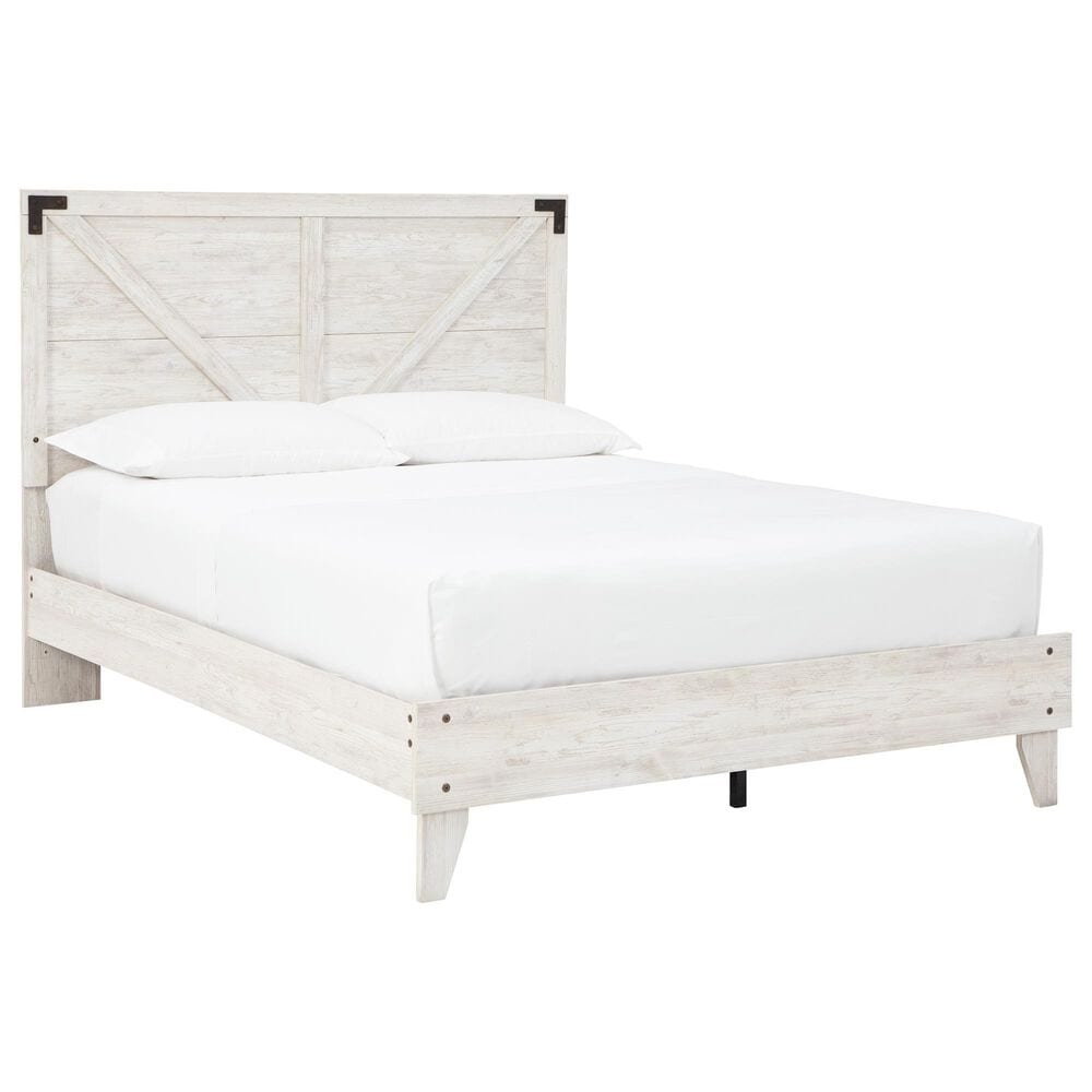Ashley Shawburn Queen Panel Platform Bed in White/Dark Charcoal, , large