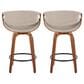 LumiSource Symphony 26" Swivel Counter Stool with Grey Upholstery in Walnut and Black (Set of 2), , large