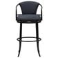 Armen Living Otis Bar Height Stool with Night Life Blue Upholstery in Dark Brown, , large