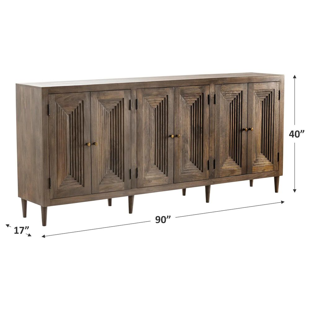 Slatehouse Highland Park 90" 6-Door Media Cabinet in Brown, , large