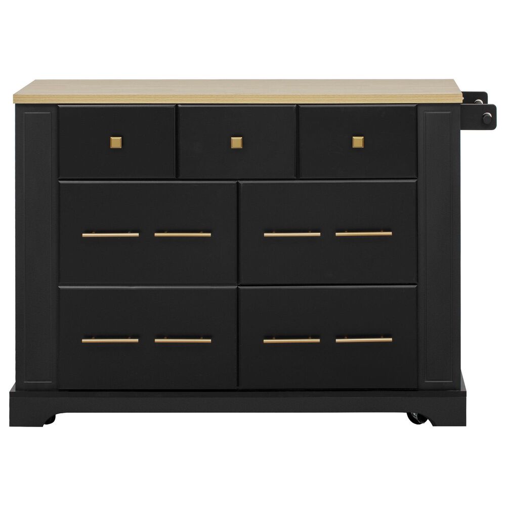 HOMLUX 51" Kitchen Island with Pull Out Trash Can Storage in Black, , large