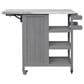 Hearth and Haven Outdoor Kitchen Island Cart with Stainless Steel Top and Lockable Wheels in Gray, , large