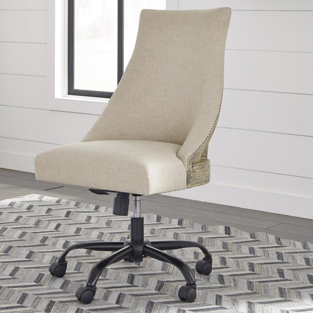 Signature Design by Ashley Swivel Desk Chair with Linen Cushion in Brown, , large