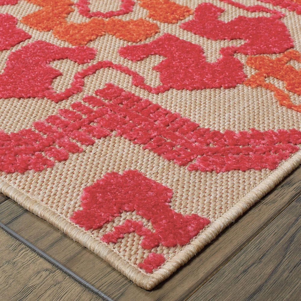 Oriental Weavers Cayman Sand and Pink 3'10" x 5'5" Indoor/Outdoor Area Rug, , large