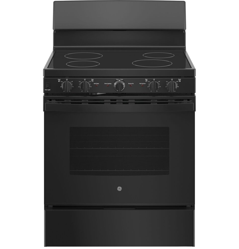 GE Appliances 30" Freestanding Self-Cleaning Radiant Front-Mount Range in Black, , large