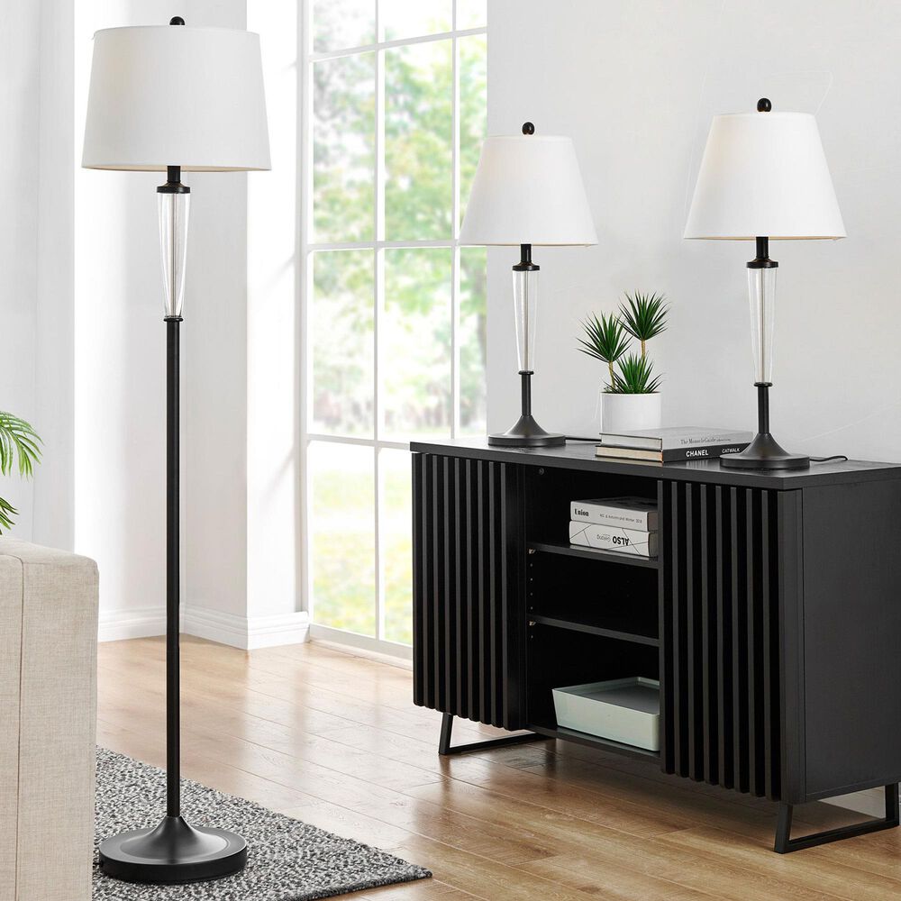 Lite Source Freida 3-Piece Lamp Set in Black, , large