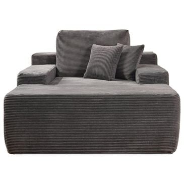 HOMLUX Oversized Corduroy Chaise Lounge in Gray, , large