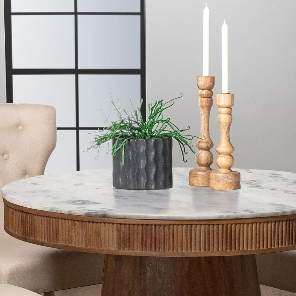 Pacific Landing Ortega Pedestal Dining Table in Natural and White - Table Only, , large