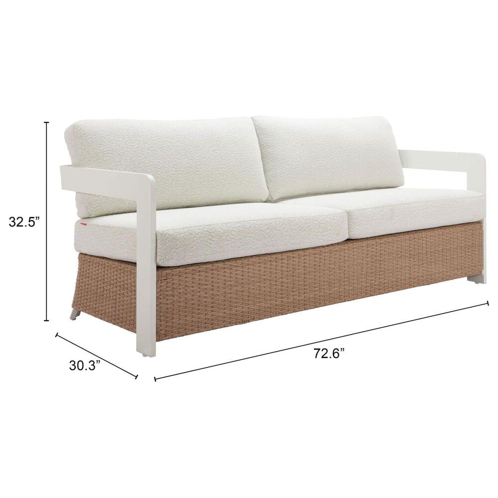 Zuo Modern Gelo Sofa in White and Brown, , large